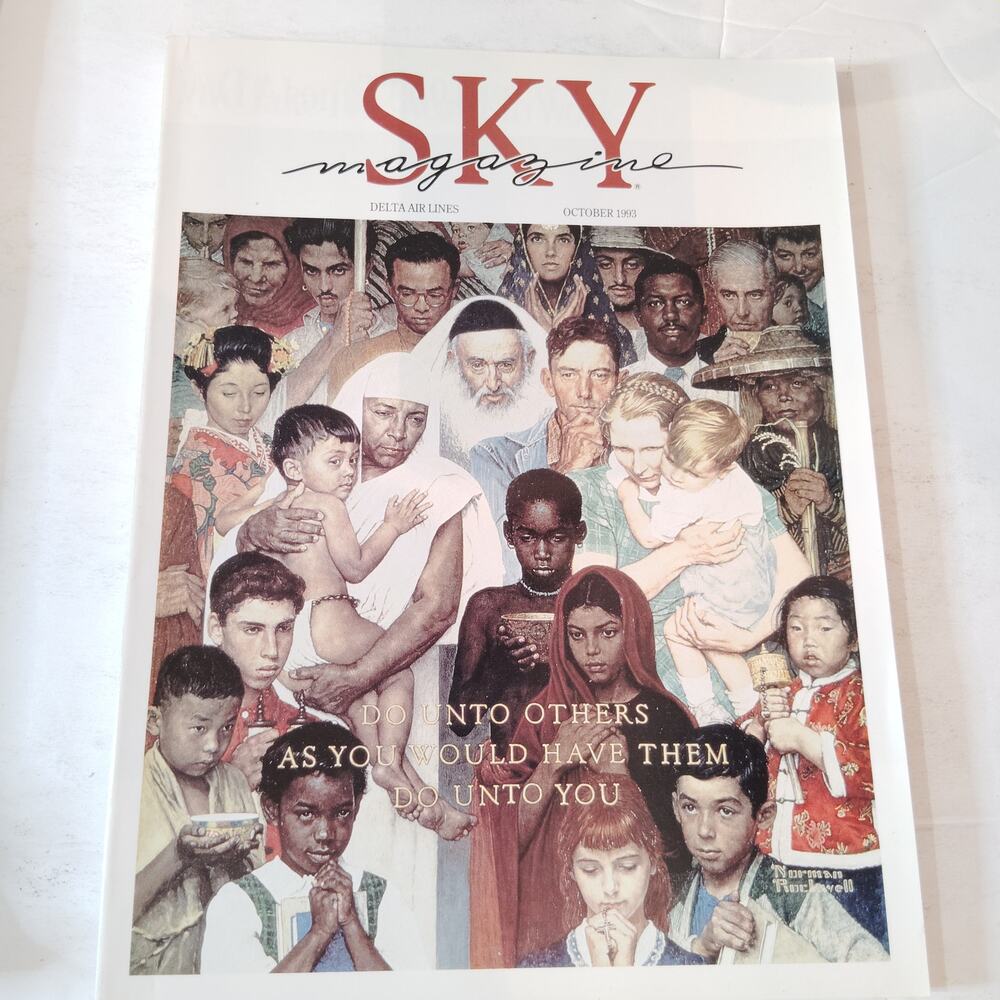 Delta Sky Magazine October 1993 - Norman Rockwell "Golden Rule" Cover - Vintage